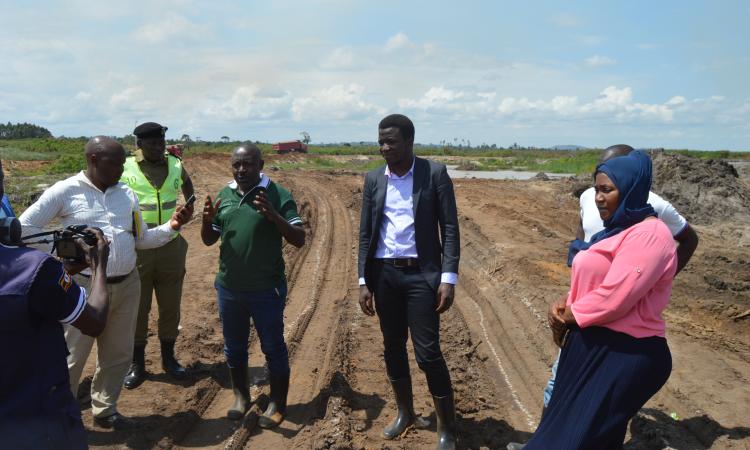 District Chairperson and DEC Members monioring illegal sand miners in Lwera Nkozi Sub County